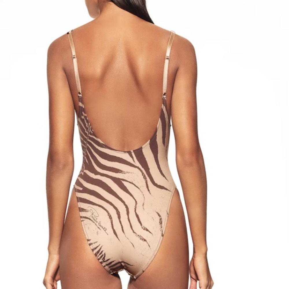 Skims X Roberto Cavalli Scoop Neck One Piece Zebra Print NWB NWT L - Picture 4 of 6